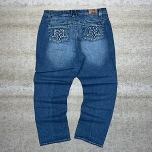 Vintage Skater Wide Leg Jeans Kenneth Lopez Dark Wash Baggy Denim Rap Art Y2K